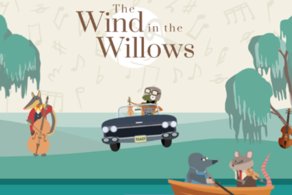 Wind in the Willows cartoon with Ratty, Mole, Badger and Mr Toad