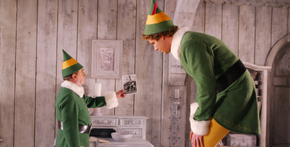 Will Ferell plays buddy the Elf and is in a green elf costume