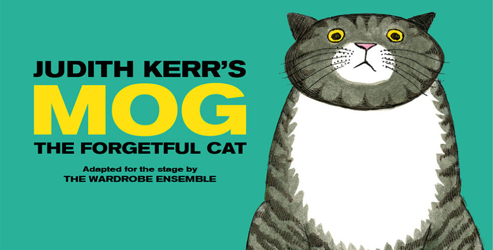 An illustration of Mog the Cat, a grey striped cat with a white tummy